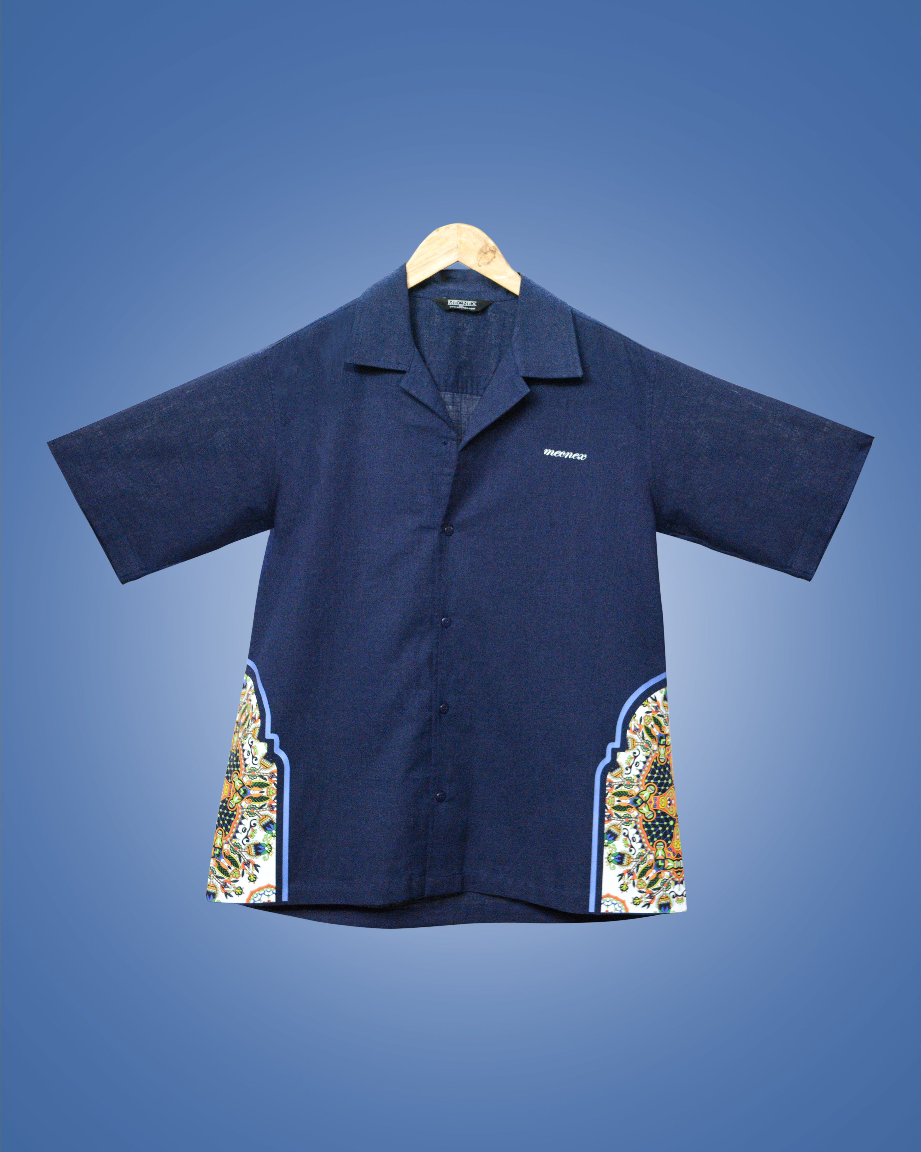 Midnight Mosaic Drop‑Shoulder Shirt