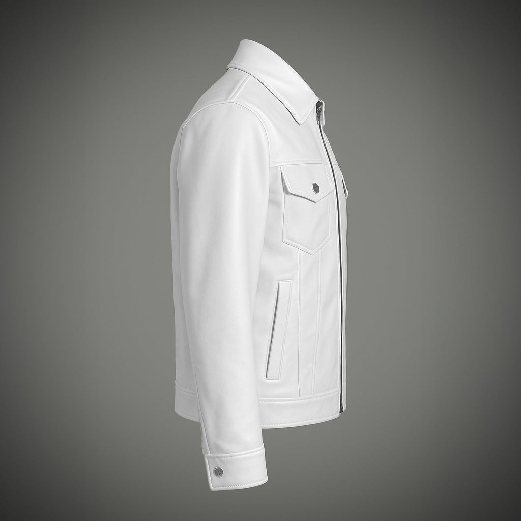 WHITE LEATHER SHACKET