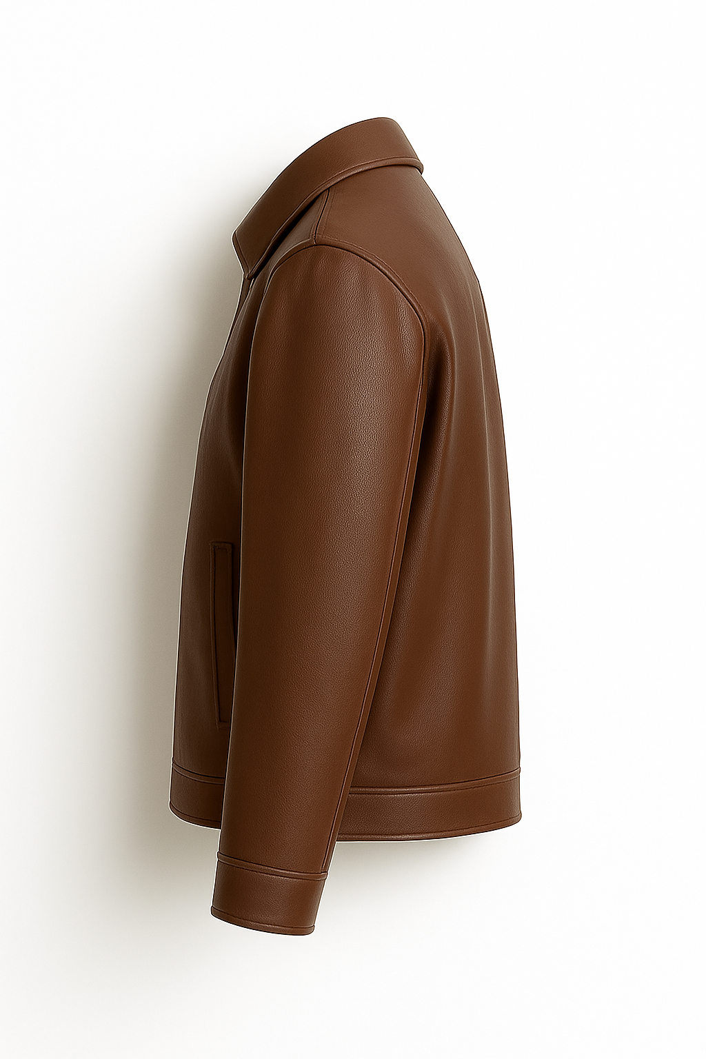 Mecnex Classic Tan Brown Leather Zip Jacket (CROPPED)
